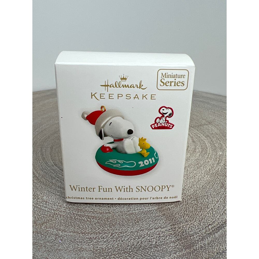 Hallmark Keepsake Ornament Peanuts Miniature 14 Winter Fun With Snoopy Snow Tube